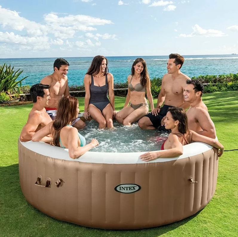 Spa gonflable Intex PureSpa Sahara 8 places en location Tours — grand format pour EVJF, EVG et grandes soirées